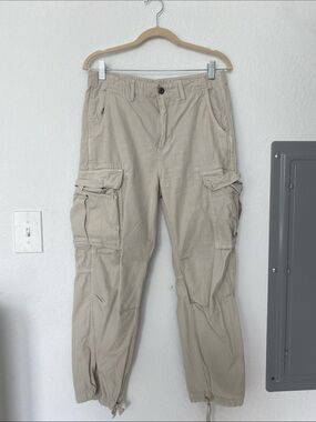 Zara Women's Utility Cargo Joggers in Light Khaki